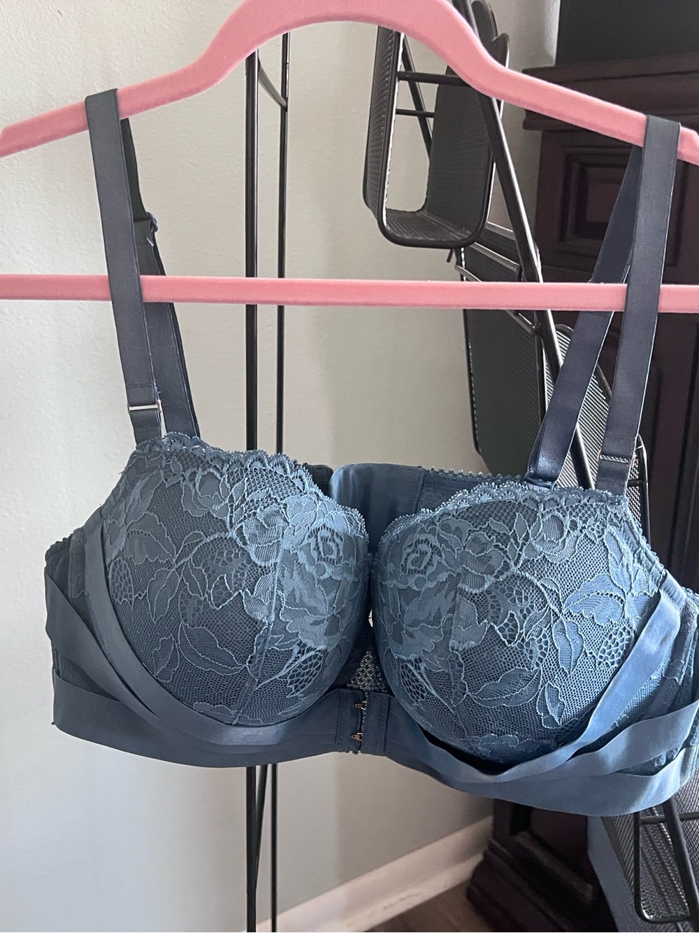 Torrid Steel Blue Lace Balconette Bra 42B